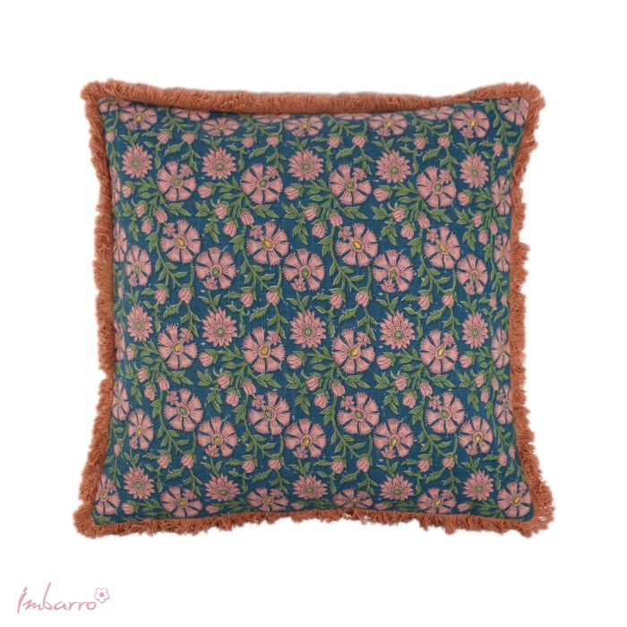 Decorative Cushion Imbarro - Floral Print - Blue