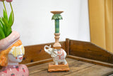 Candle Holder - Elephant Natural/Pink - Polyresin -  ↑ 34,5 Cm
