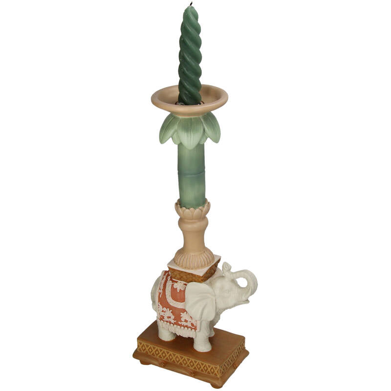 Candle Holder - Elephant Natural/Pink - Polyresin -  ↑ 34,5 Cm
