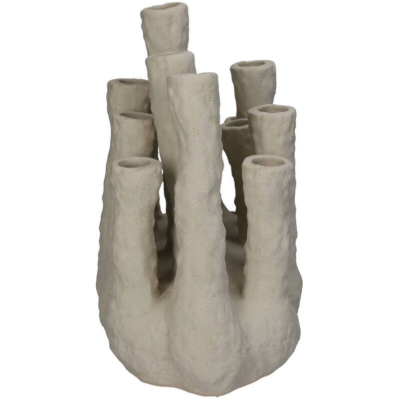 Flower Holder Xl - Coral - Ecru - Multi-Spout Vase