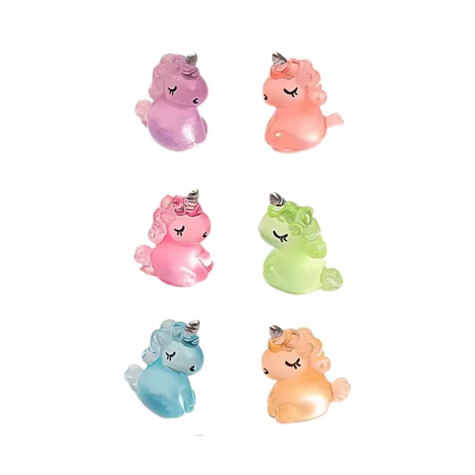 Glow In The Dark - Unicorns - Multi ↑ 2,5 Cm - 6 Pcs