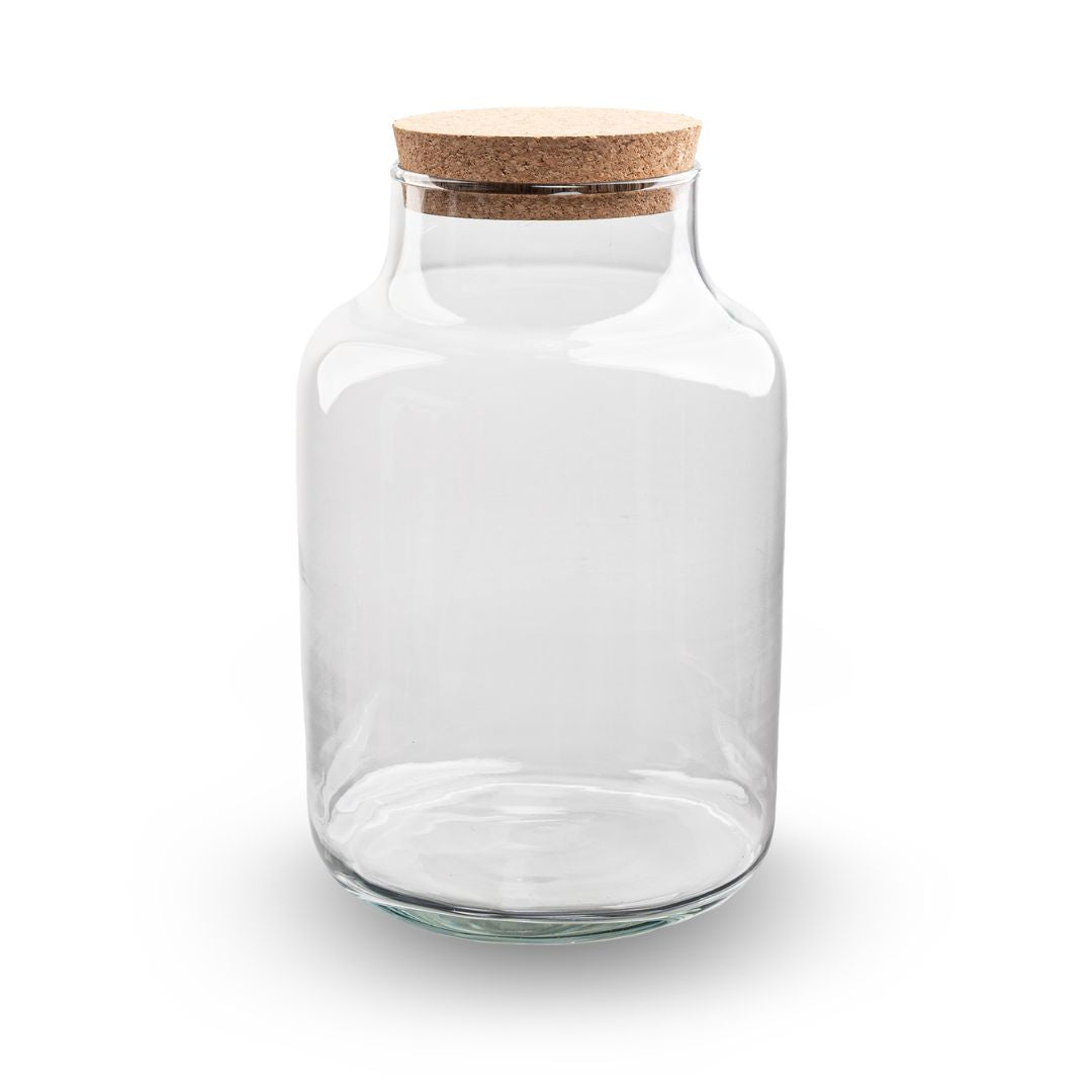 Terrarium Bottle 'Milky' With Led-Lighting - Closed Terrarium Ø 21 Cm ↑ 30 Cm