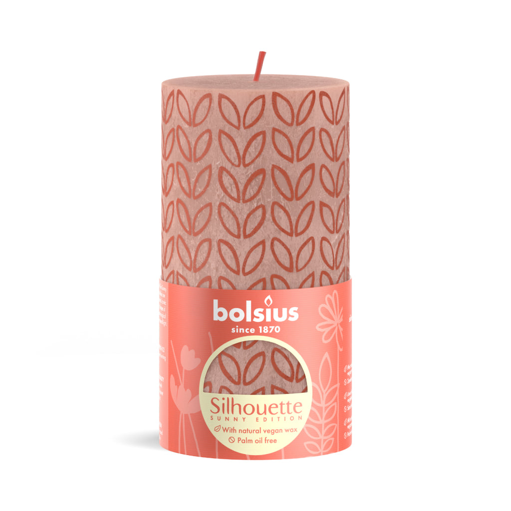 Bolsius Stompkaars Silhouette Misty Pink Met Print 130X68 Mm